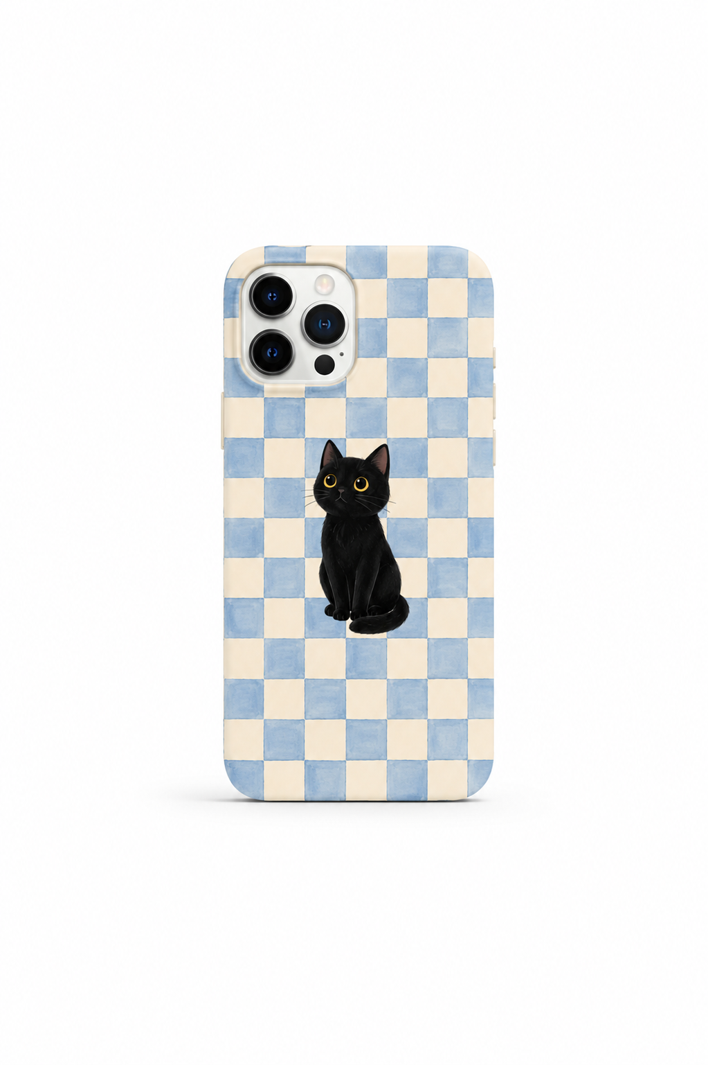 MOOD | BLUE CHECKERED BLACK CAT CASE